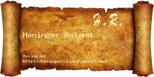 Heninger Roland névjegykártya